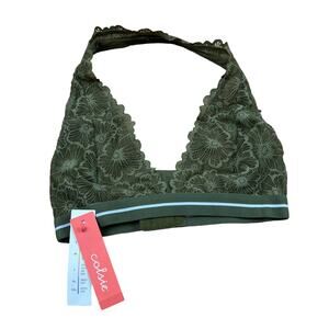 Colsie Women's Lace Olive Green Lace Halter Bralette - XS - NWT